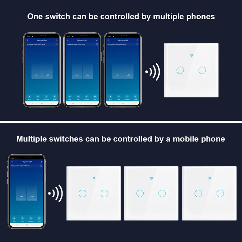 Tuya WIFI Smart Home Switch Light Wall US/EU Glass Touch Panel Voice Wireless Remote Control by Alexa Google Home