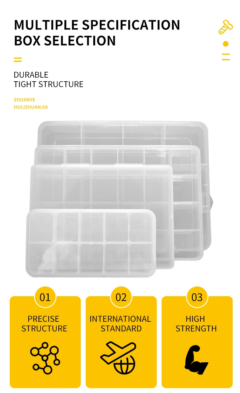 2-24 Grids Screw Organizer Container Box Plastic Transparent Compartment Adjustable Storage Box For Jewelry Button Hardware Tool