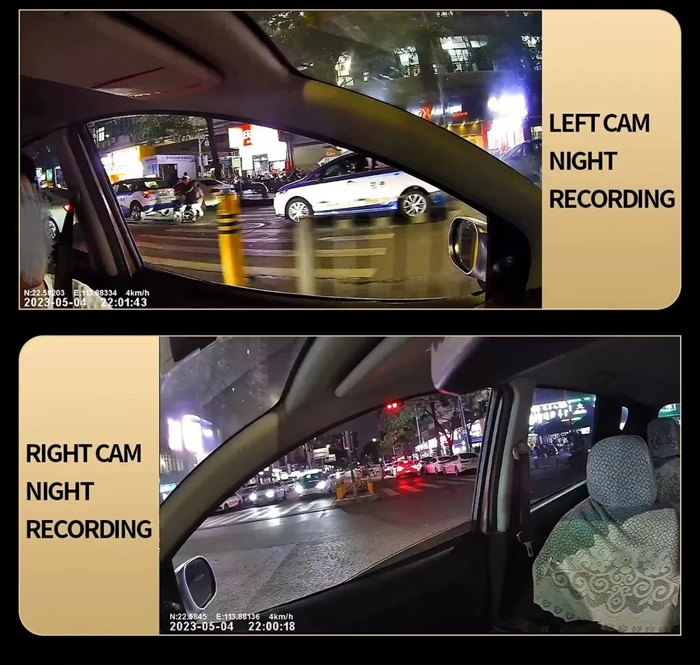360° Car Dash Cam 4 Channels Video Recorder 1080P Car DVR 3/4 lens Front inside Rear View Night Vision Camera Car Accessories