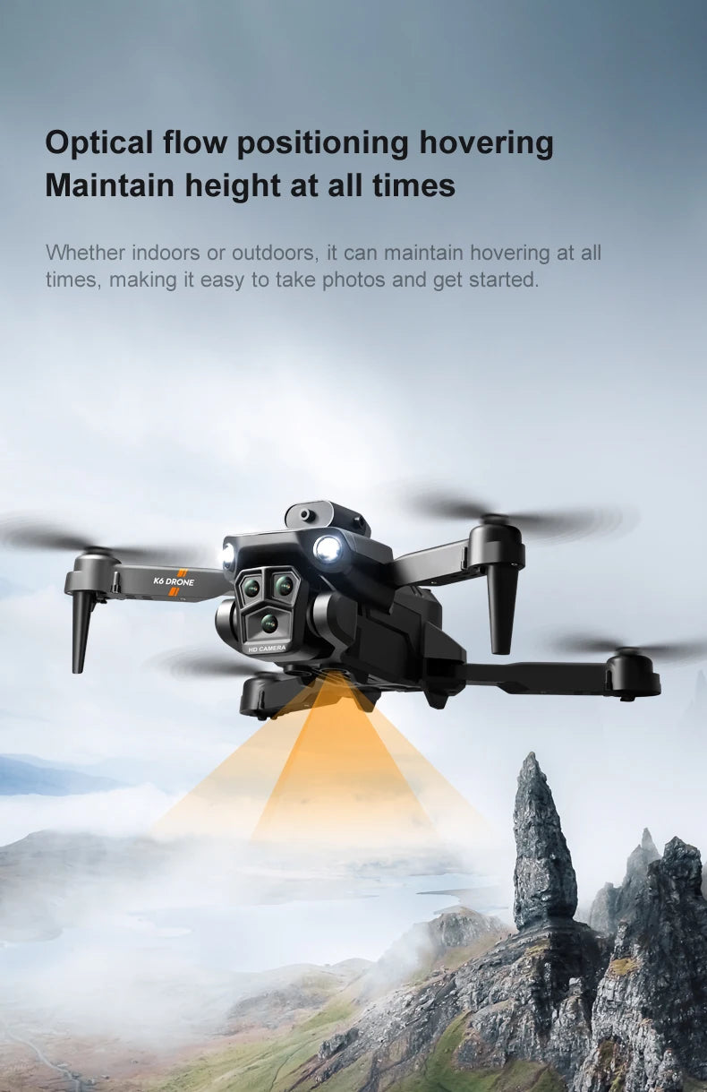 K6 MAX Triple-Camera Drone 4K HD Optical Flow Positioning 360° Obstacle Avoidance Foldable Quadcopter Wifi FPV RC Toys Dron