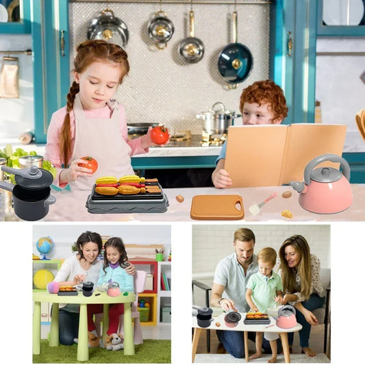 Kids Kitchen Toys Set 92/86/69/59PCS Play Kitchen Accessories Kit with Play Pots Pretend Food Cooking Toy Toddler Girls Boy Gift