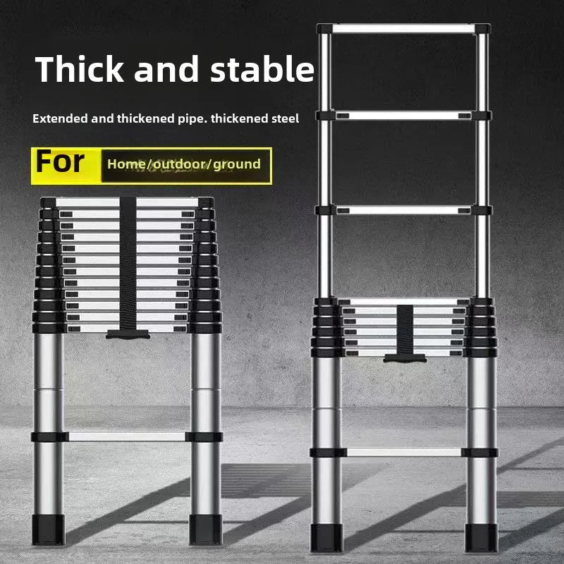 ZC1-Multi-Purpose Stainless Steel Telescopic Loft Ladder Adjustable Portable Engineering Straight Step Folding Ladder for Househ