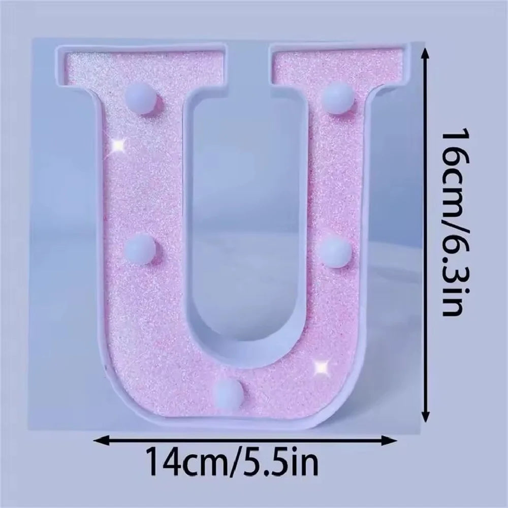 1PC 16cm LED Letter&Number Lights For Wedding,Proposal,Birthday,Party,Photo Props,Battery Powered Pink Glitter Decorative Lights