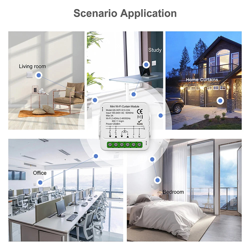 Tuya WiFi Smart Curtain Switch Module For Blinds Roller Shutter Electric Motor Smart Life Control Works With Alexa Google Home