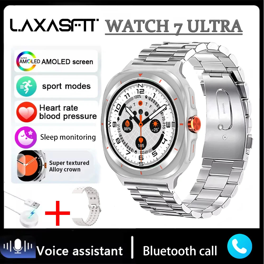 LAXASFIT Watch 7 Ultra Smartwatch Bluetooth Talk HD AMOLED Screen Fitness Tracker Health Monitoring Smartwatch for Android IOS