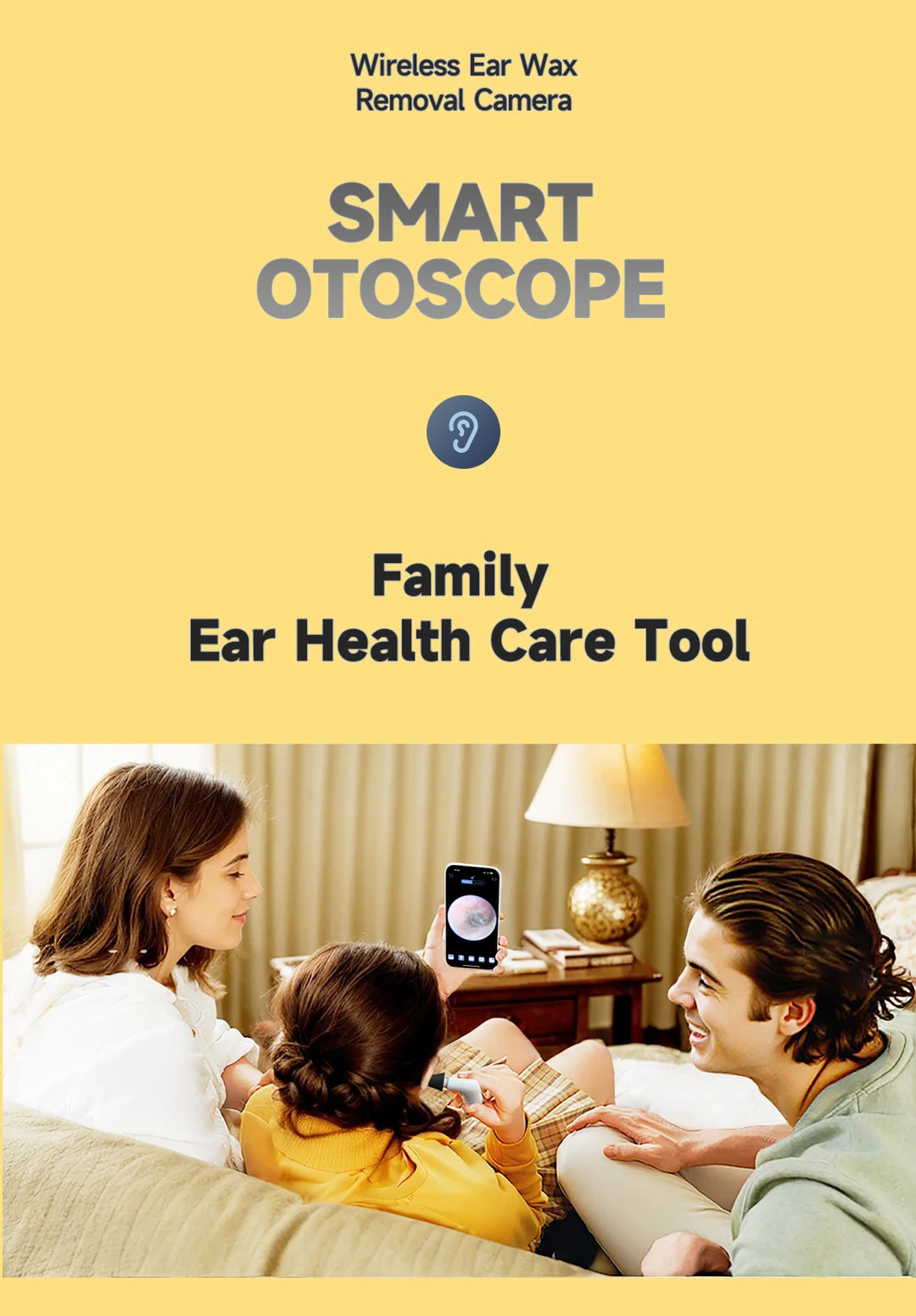 New 3.9mm 1080P HD Wireless Otoscope Ear Camera Ear Clearing Scope With 6LEDs for Kids and Adults Support Android and iPhone