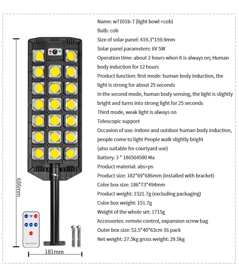 LED Solar Street Light Outdoor Waterproof LED For Garden Wall Adjustable Angle Solar Lamp Built-in Lithium Battery