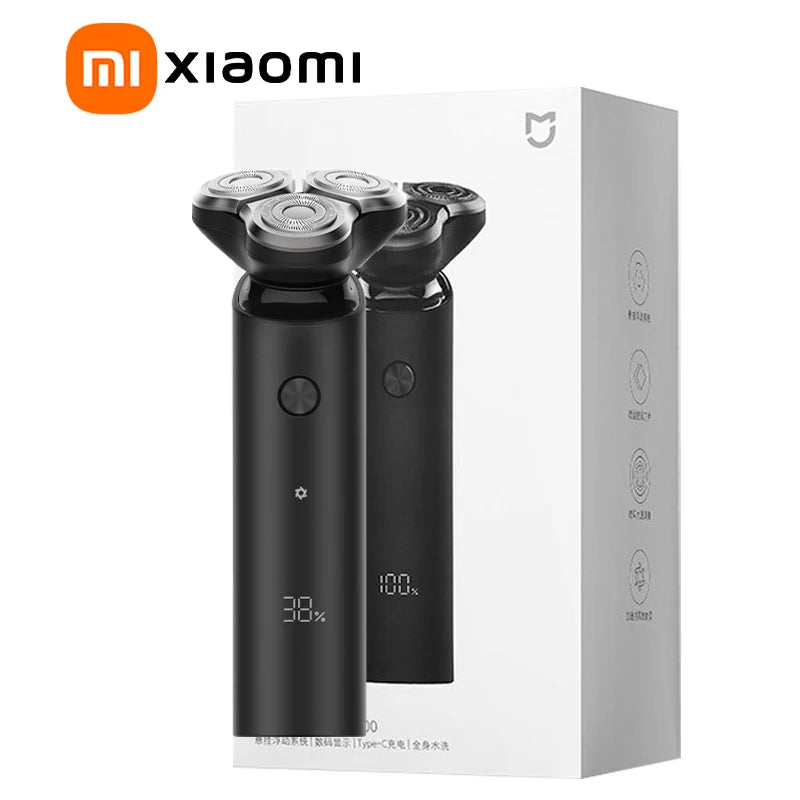 XIAOMI MIJIA Electric Shaver S500,Type-C Rechargeable Wet Dry Shaver Men’s,IPX7 Fully Waterproof,LED Display 60min Battery Life