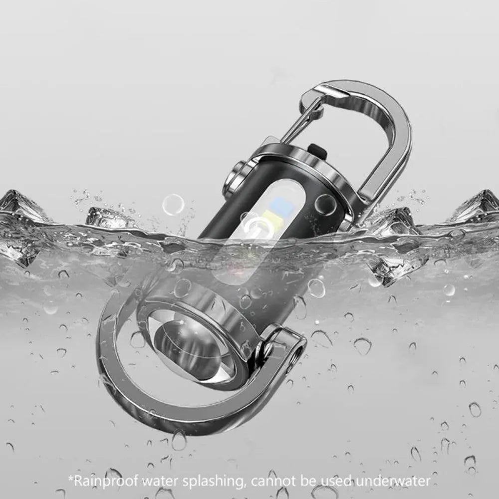 Rechargeable Keychain Flashlights Multifunction COB Work Light 6 Modes Emergency Keychain Light for Walking Searching Hiking