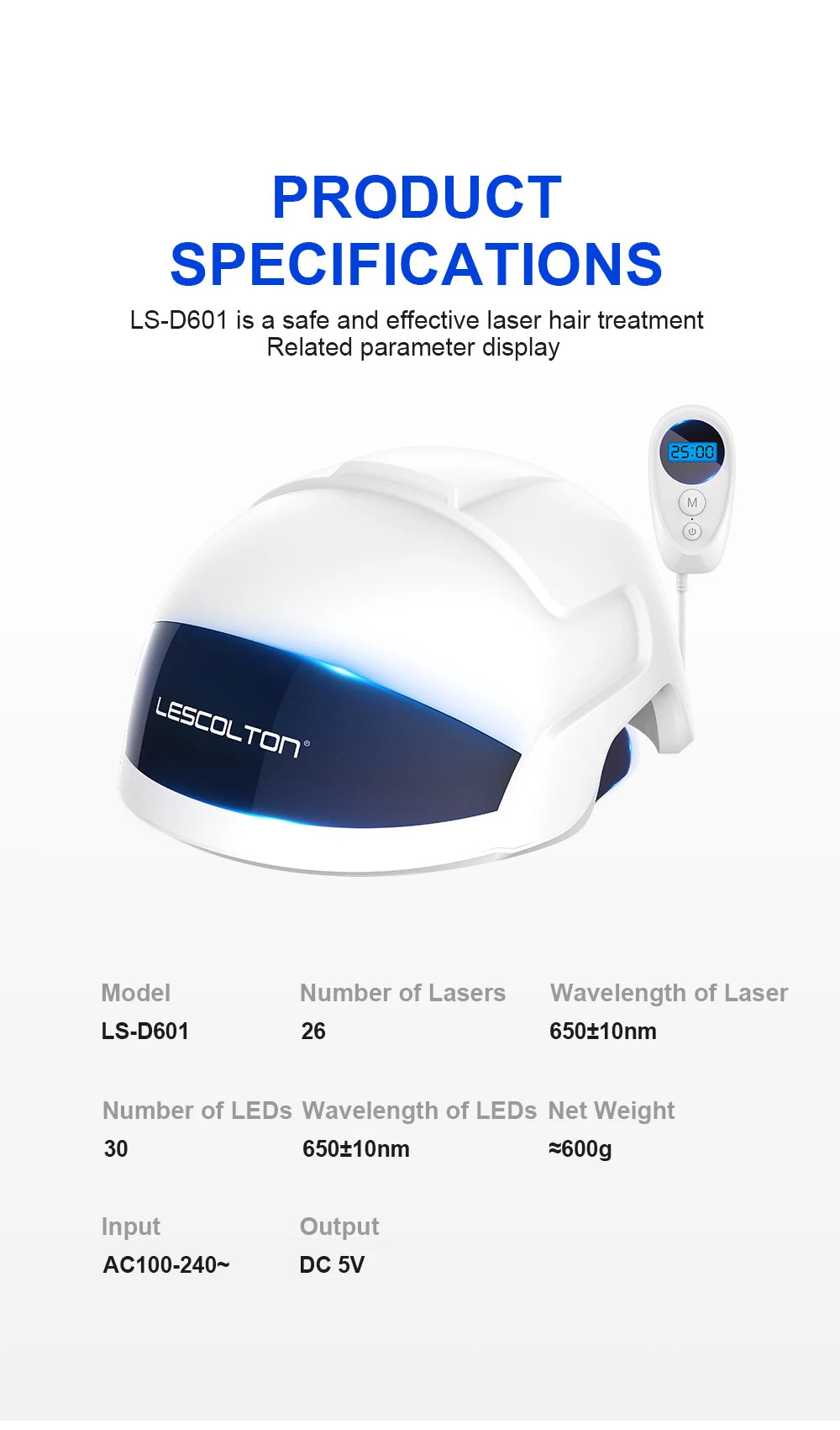 Lescolton Men Hair Growth Cap LLLT Helmet Laser Hair Regrowth Hair Loss Laser Treatment Hair Fast Growth Anti Hair Loss Device