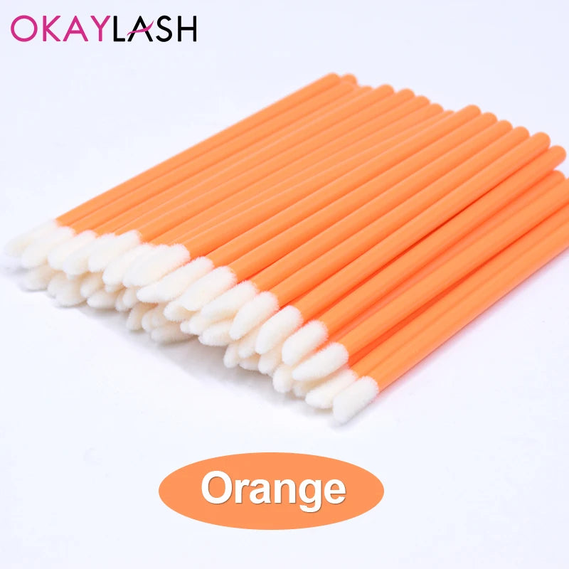 Okaylash Disposable Glitter Lip Gloss Brush Eyelash Extension Cleaning Brushes Crystal Lipstick Applicators Cleaner Makeup Tools