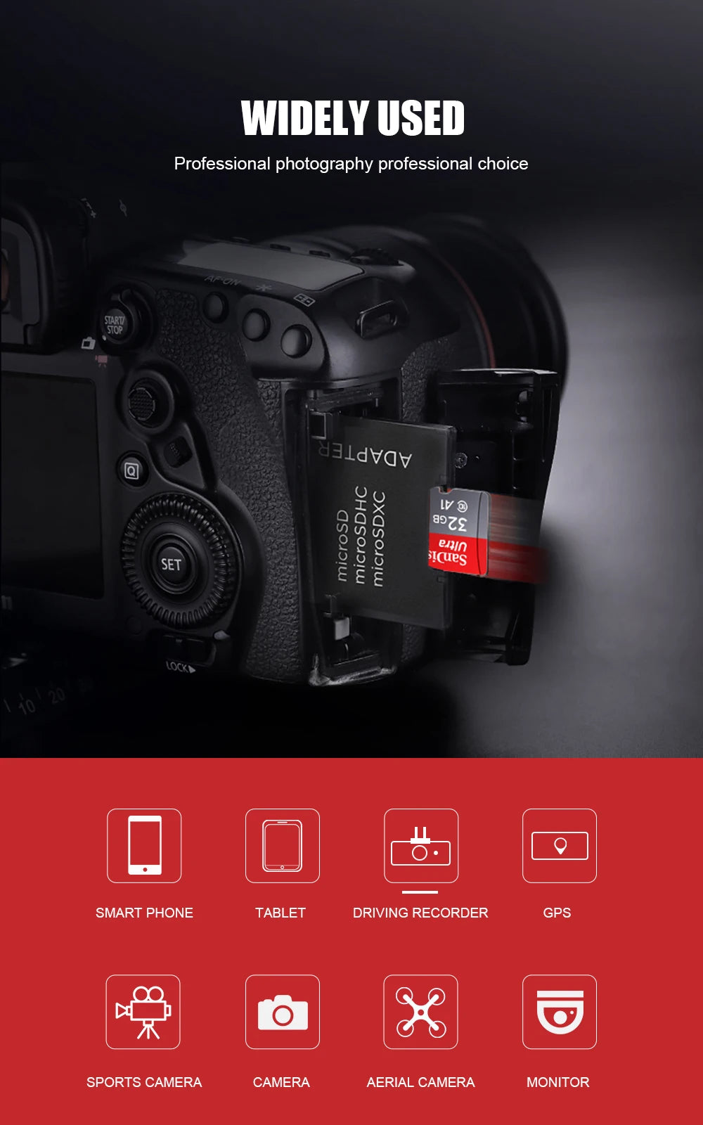 Sandisk Ultra A1 Micro SD Card 128GB Class 10 Flash TF Card 128GB Memory Card 128gb memoria disk for samrtphone + SD Adapter