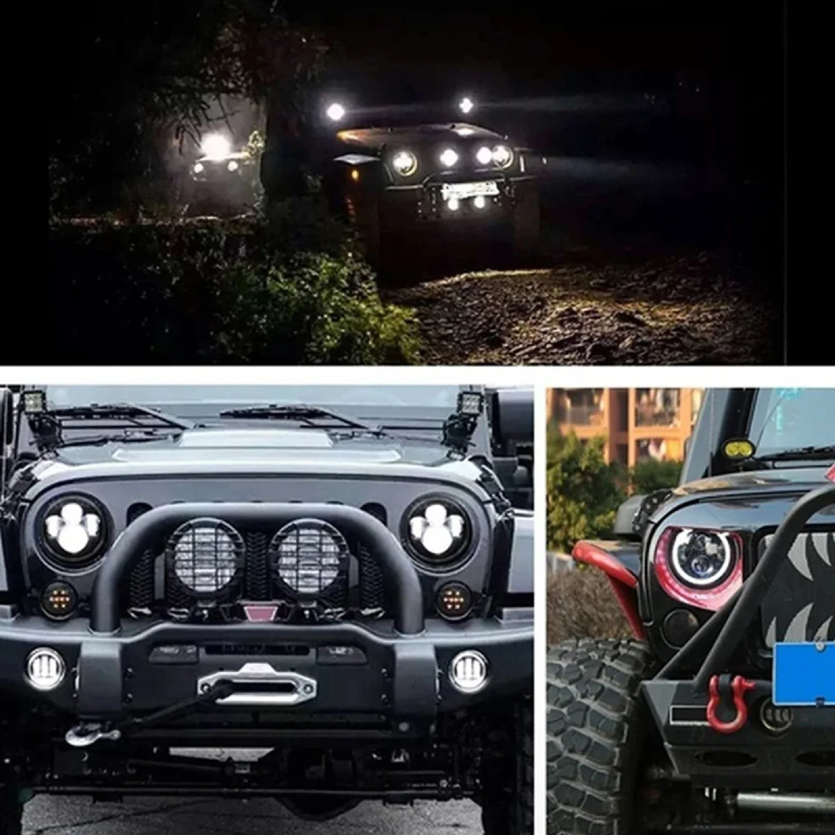 1Pcs 7 Inch Moto Car Led Headlight H4 Round Headlight with Amber Turn Signal For Jeep Wrangler JK TJ Headlamps