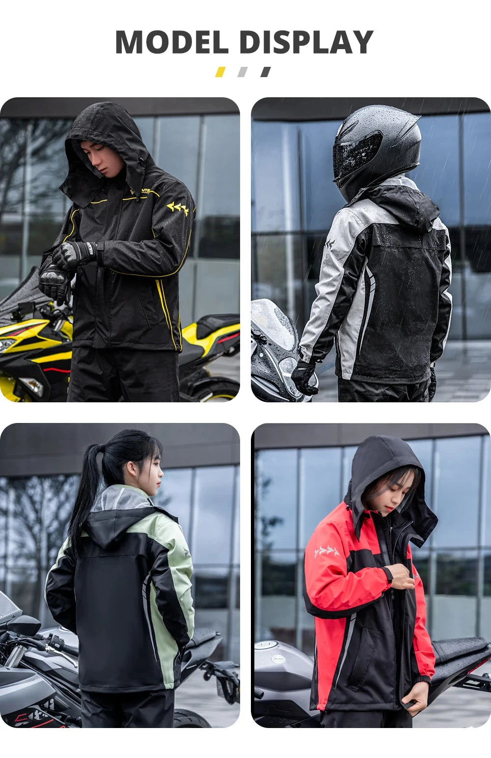 Motorcycle Raincoat Reflective 100% Waterproof Rain Coat Moto Motocross Cycling Clothes Motorbiker Jacket Women Men Rain Set