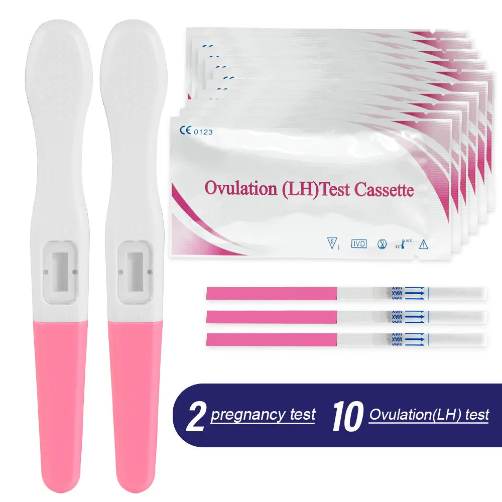 Ovulation & Pregnancy Test Strips Combo Kit 10 LH + 2hCG | Accurate & Easy to Read 5mm Sticks | Pregnancy Tests Early Detection
