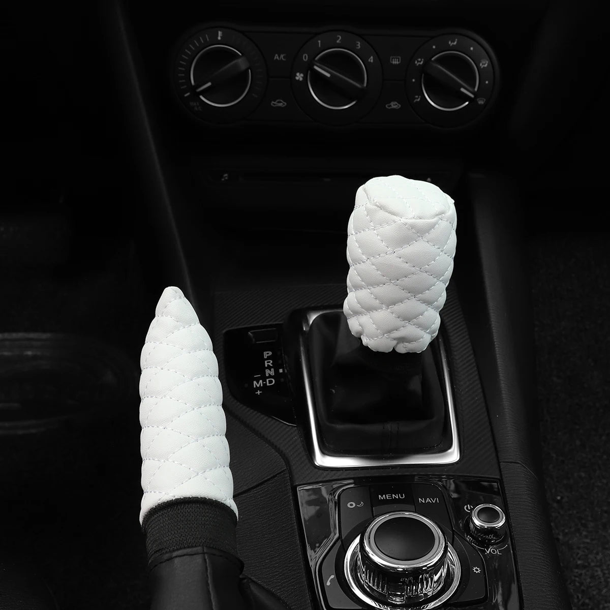 2 sets PU leather stereo embroidery car handbrake cover handle set manual gear general automotive supplies
