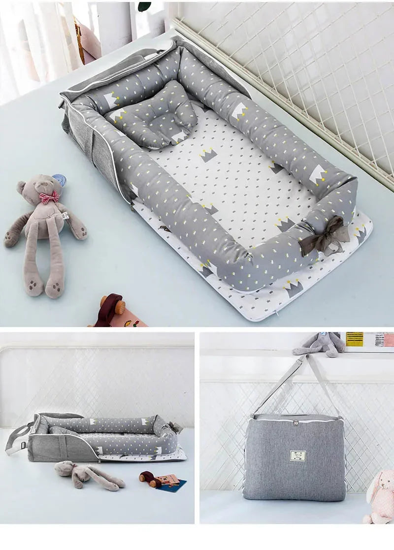 New Baby Nest Playpen Bed Newborn Crib Cushion Bassinet Stroller Fence with BagTravel Portable