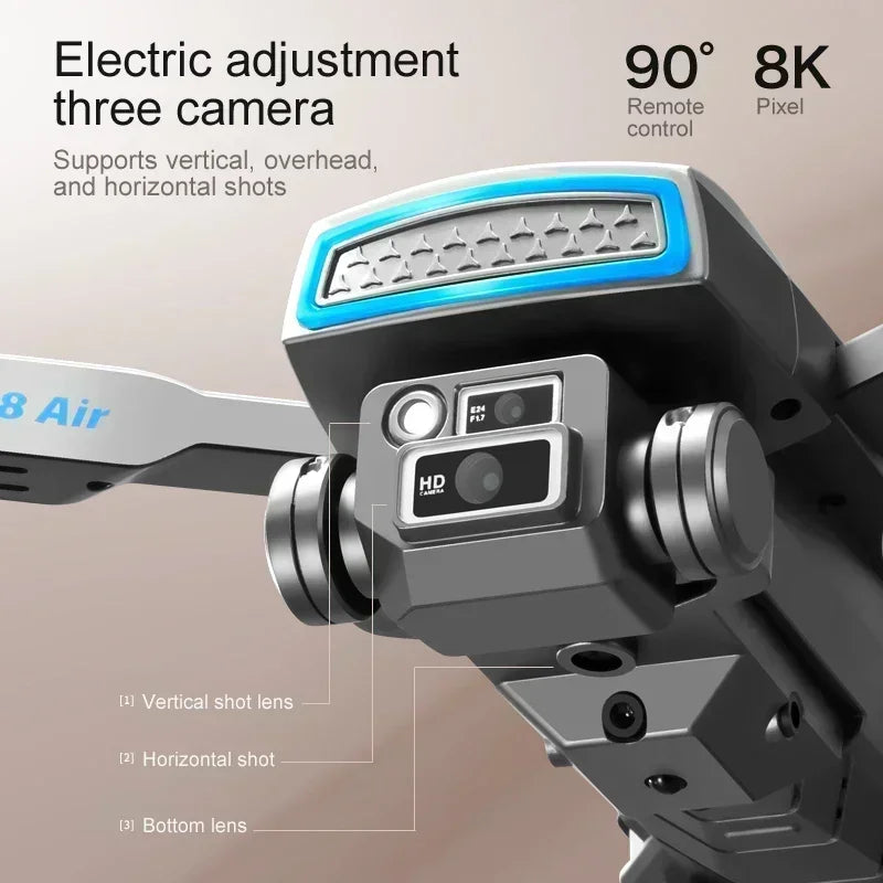 New S8 AIR GPS 5G Drone 8K HD Camera WIFI FPV Obstacle Avoidance Optical Flow Cool Lighting RC Foldable Quadcopter Gifts Toys