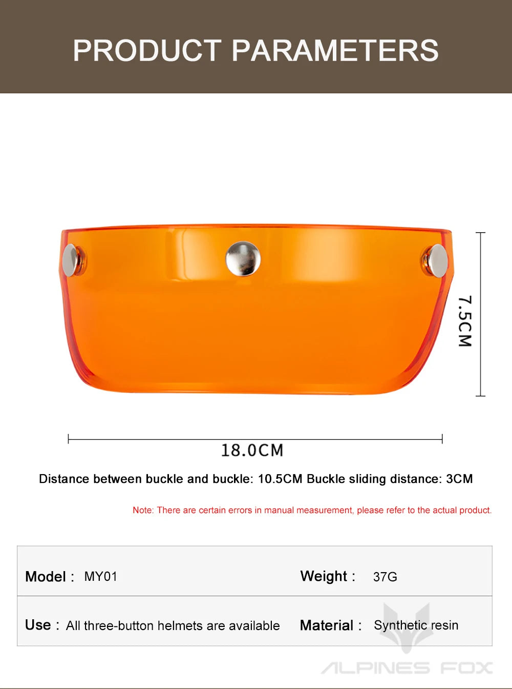 Motorcycle Helmet Sun Shade Protector 3 Snap-Button Retro Open Face Flip Up Down Shield Visor Modified Parts 7.08 X 2.95 In