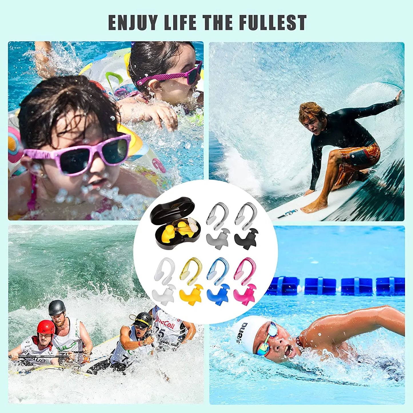 Swimming nose clip earplug set silicone environmentally friendly nose clip earplugs children adult beginners swimming supplies