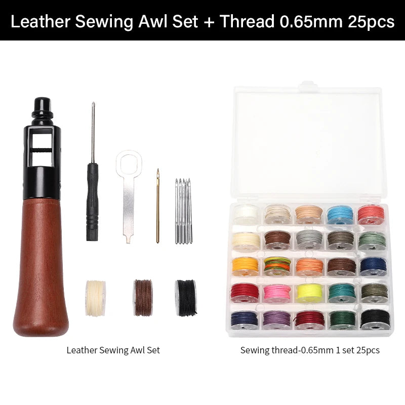 WUTA Leather Sewing Awl Thread Kit Speedy Stitcher Hand Sewing Machine Tools Kit Leather Craft Stitching Shoemaker Canvas Repair
