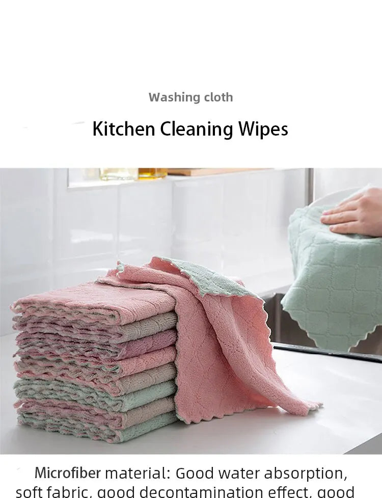 10/20pcs Dishwashing Cloth Kitchen Cleaning Wipes Household Multipurpose Absorbent Nonstick Oil Fiber Cleaning Cloth