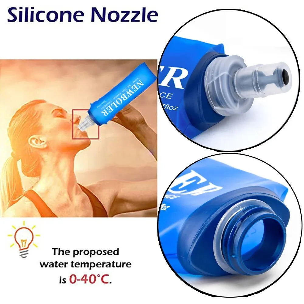 NEWBOLER 250ml 500ml Water Bottle TPU Folding Soft Flask Sport Water Bottle Water Bag Collapsible Water Bottle Running Camping