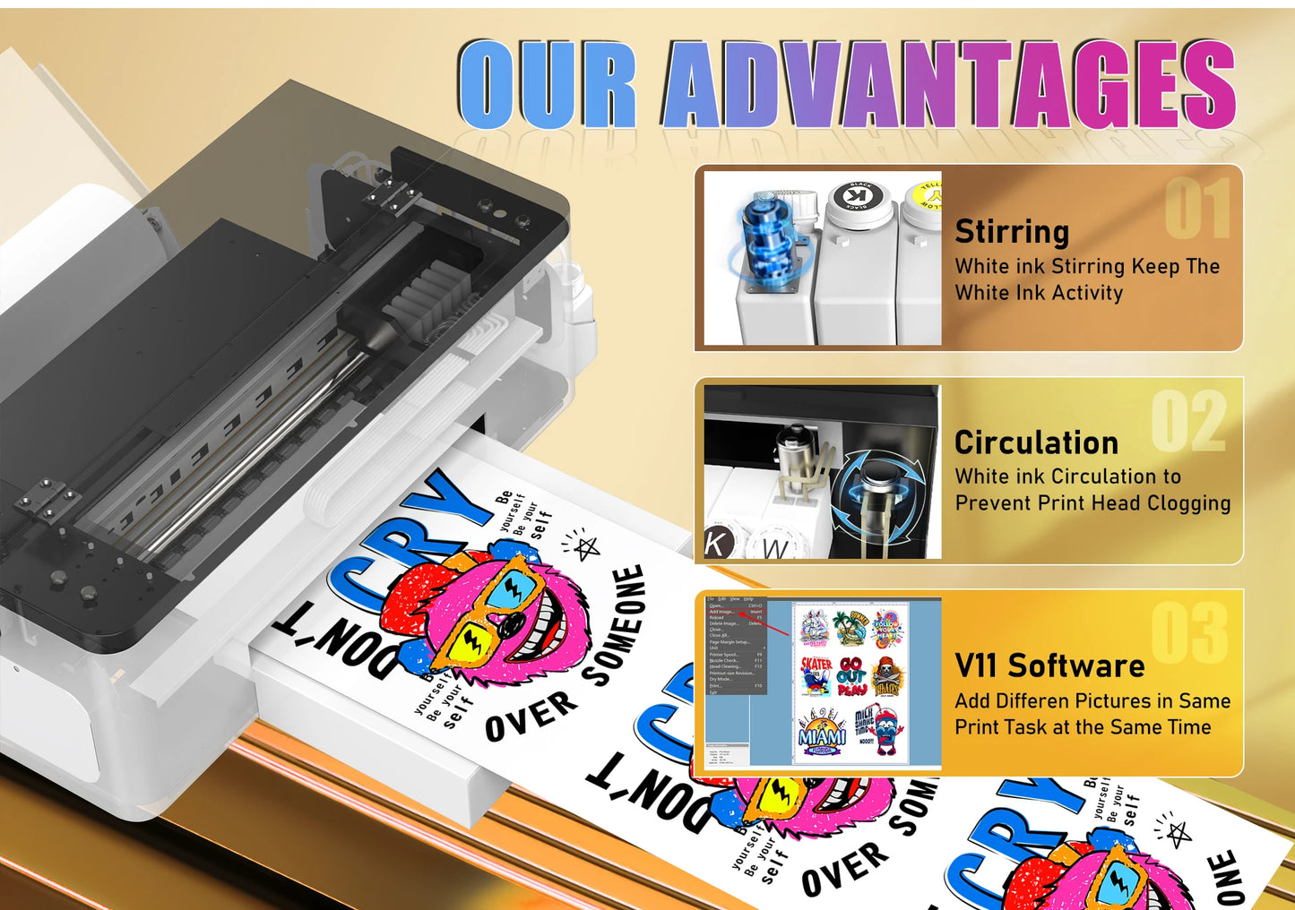 OYfame L1800 impresora dtf A3 Directly To Film dtf a3 textil printer for jeans hoodies clothes fabric tshirt printing machine A3