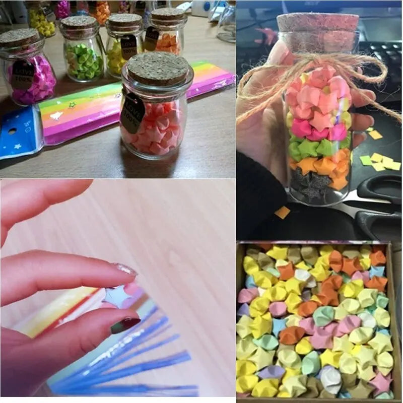 540 Sheets Origami Stars Paper Strips 27 Colors Folding Paper Colorful Double Sided Lucky Star Origami DIY Hand Arts Make Gifts