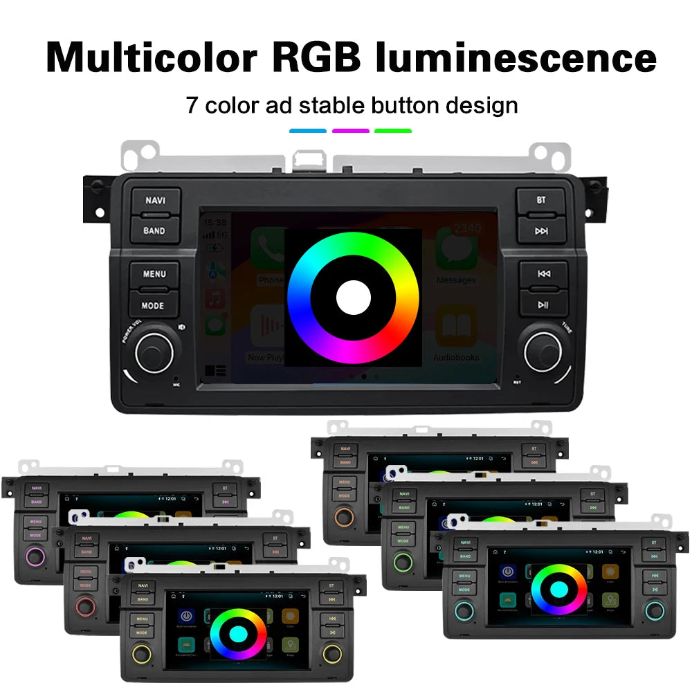 Junuse Car Multimedia Player For 3 Series BMW E46 M3 318/320/325/330/335 1998-2005 7" Android 13 GPS Radio CarPlay Navigation