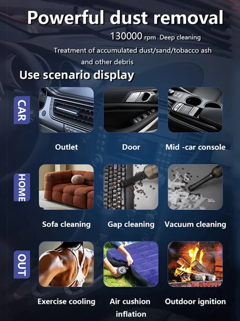 130000RPM Turbofan Air Blower Air gun Mini Turbo Jet Fan Brushless Motor Handheld Duct Fan Portable Charging Cleaning Car Vacuum