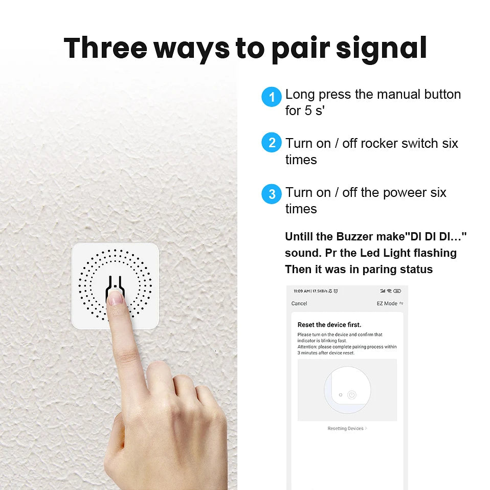 16A Mini Wifi Switch DIY Smart Home 2-way Control Relay Smart LIfe APP Control Remotely Timer Works With Alexa Google Home
