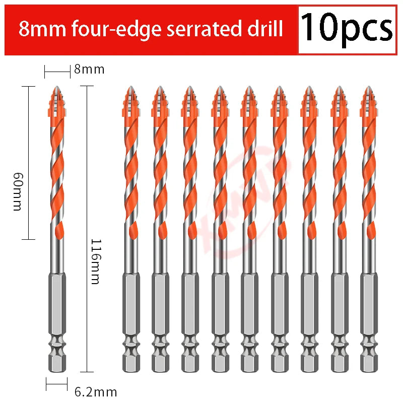 Four-edge serrated drill, eccentric drill bit, high-hardness tile and concrete drilling Super hard electric drill dry drilling