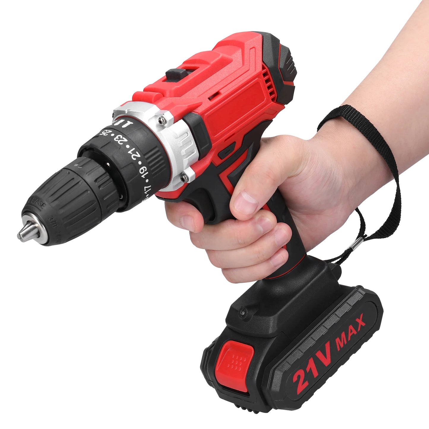 21V Electric Drill Brush Motor 2 Speed Control Stepless Speed Regulation Rotation Ways 25 Gears Torques Adjustable Lithium Drill