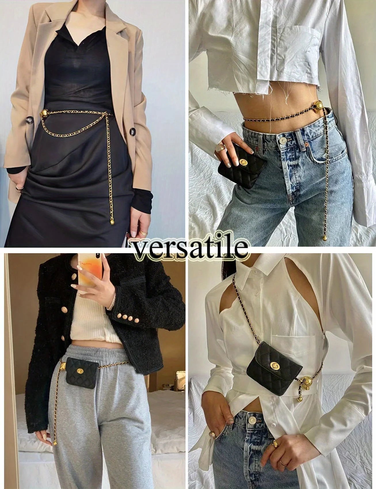 Leather Chain Waist Bag Shoulder Strap WOMEN'S Crossbody Bag Waist Wallet Fashion Waist Bag Detachable Play Waist Belt