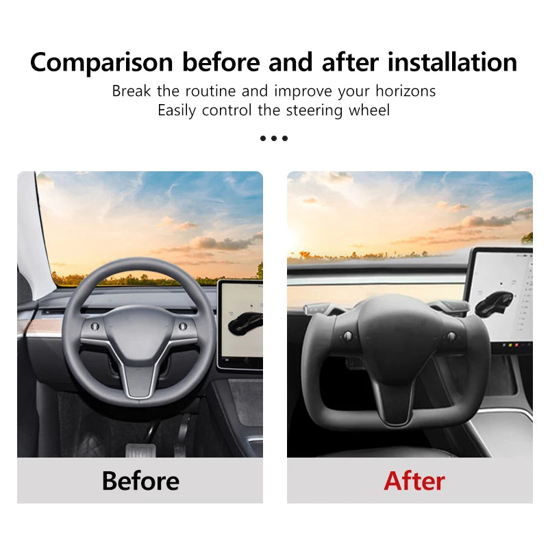NovaAcc Yoke Steering Wheel For Tesla Model Y 3 2017 2018 2019 2020 2021 2022 2023 Heating Black Nappa Suede Car Accessories