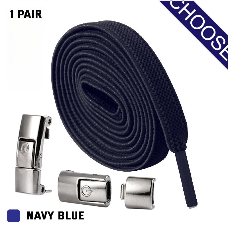 New Press Lock Shoelaces without ties Elastic Laces Sneaker 8MM Widened Flat No Tie Shoe laces Kids Adult Shoelace for Shoes