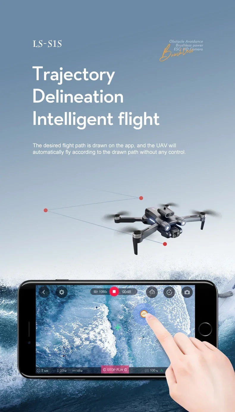 New S1S 5G GPS Drone Camera 8K Professional Brushless Motor Dron Obstacle Avoidance HD Dual Camera Foldable Quadcopter Toys