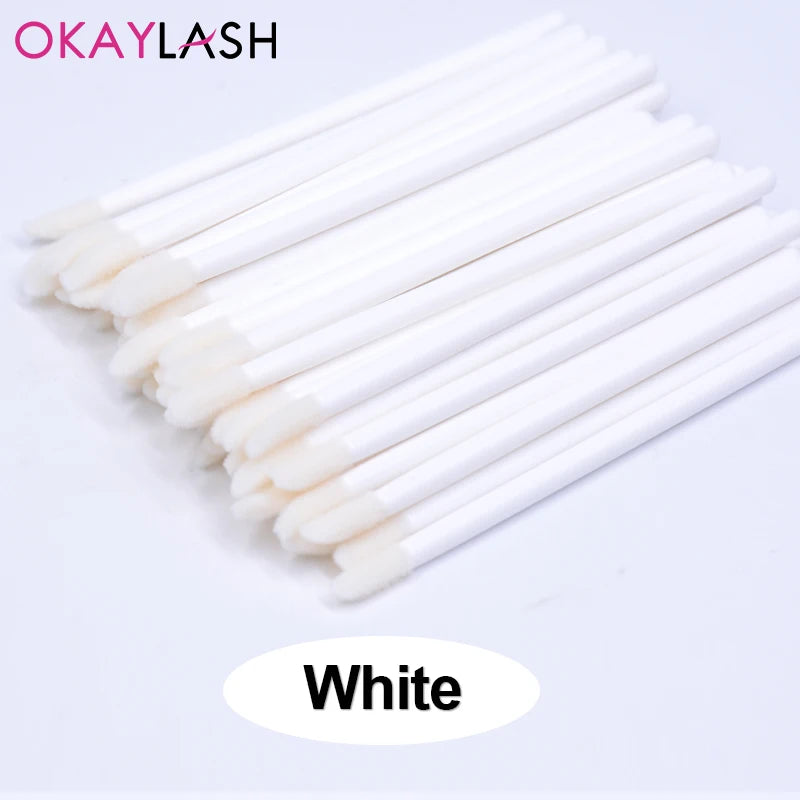 Okaylash Disposable Glitter Lip Gloss Brush Eyelash Extension Cleaning Brushes Crystal Lipstick Applicators Cleaner Makeup Tools