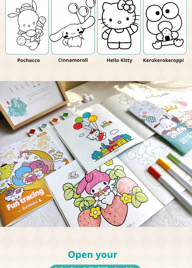 New Sanrio Kuromi Painting Notebook Children'S Sketching Coloring Copy Notebook Elementary School Cartoon Anime Line Draft