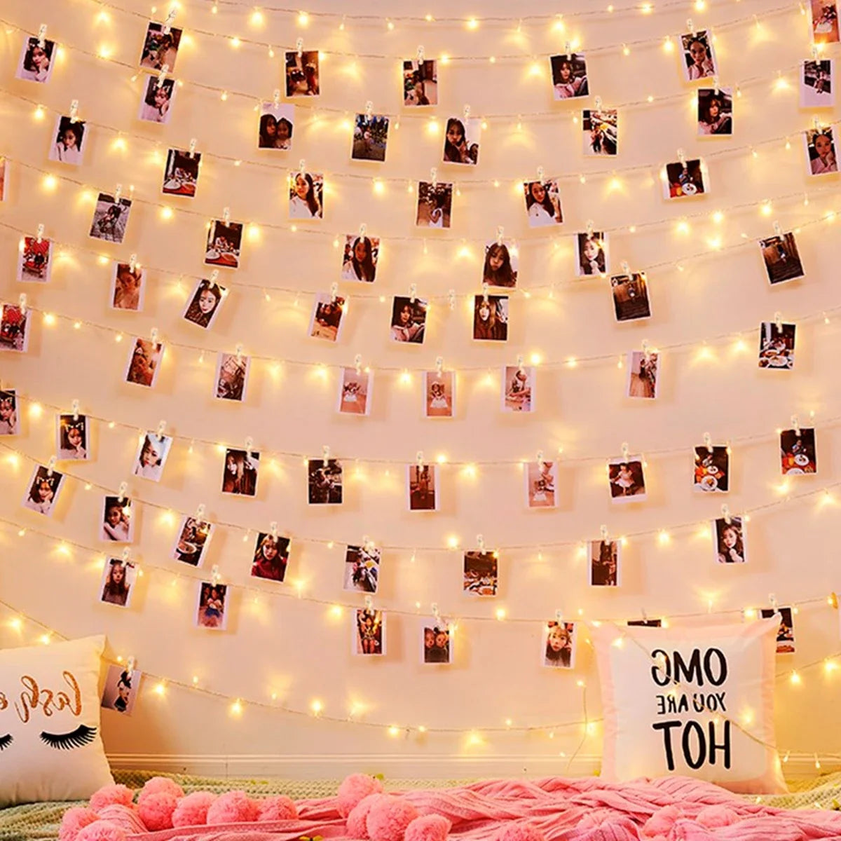 Photo Clip Light Banner Lamps 2024 Wedding Decoration Birthday Party Decor Kids Girl Boy Baby Shower Banner Christmas Decoration