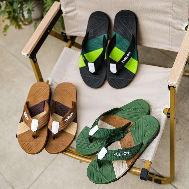 【National Trend Functional Style】Woven belt anti-slip and moisture-proof flip flops for men outdoor leisure EVA foaming technolo