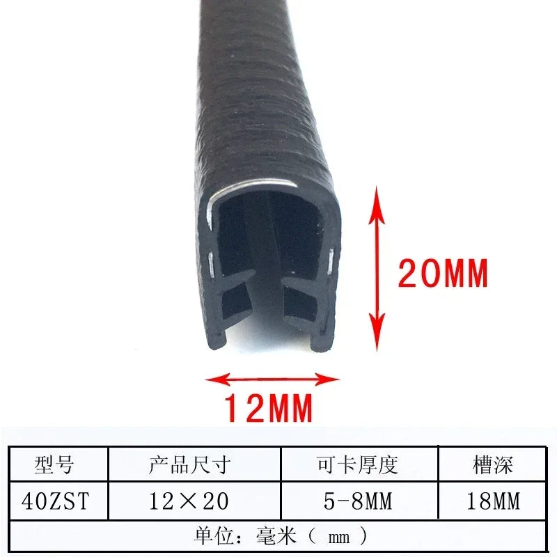 1/3M U-Shaped Sealing Strip Rubber Edging Stainless Steel Protectio Door Car Dustproof Safety Iron sheet edge protection strip