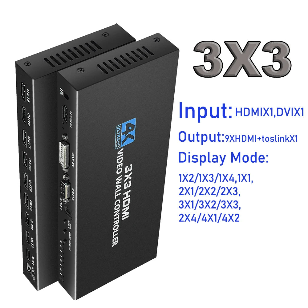 4K HDMI Video Wall Controller 3X3/2X3/2X2 Video Wall Processor HDMI Multi Video Screen Processor Splicer HDMI Wall Display