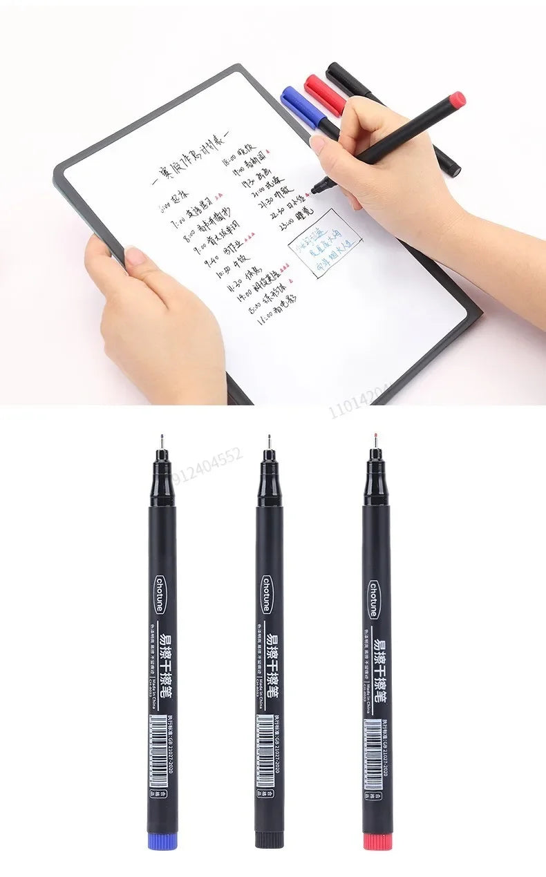 8pcs Erasable Whiteboard Pen 0.5mm Fine Point Black/Blue/Red Ink Blackboard Marker School Office Art Writing Stationery