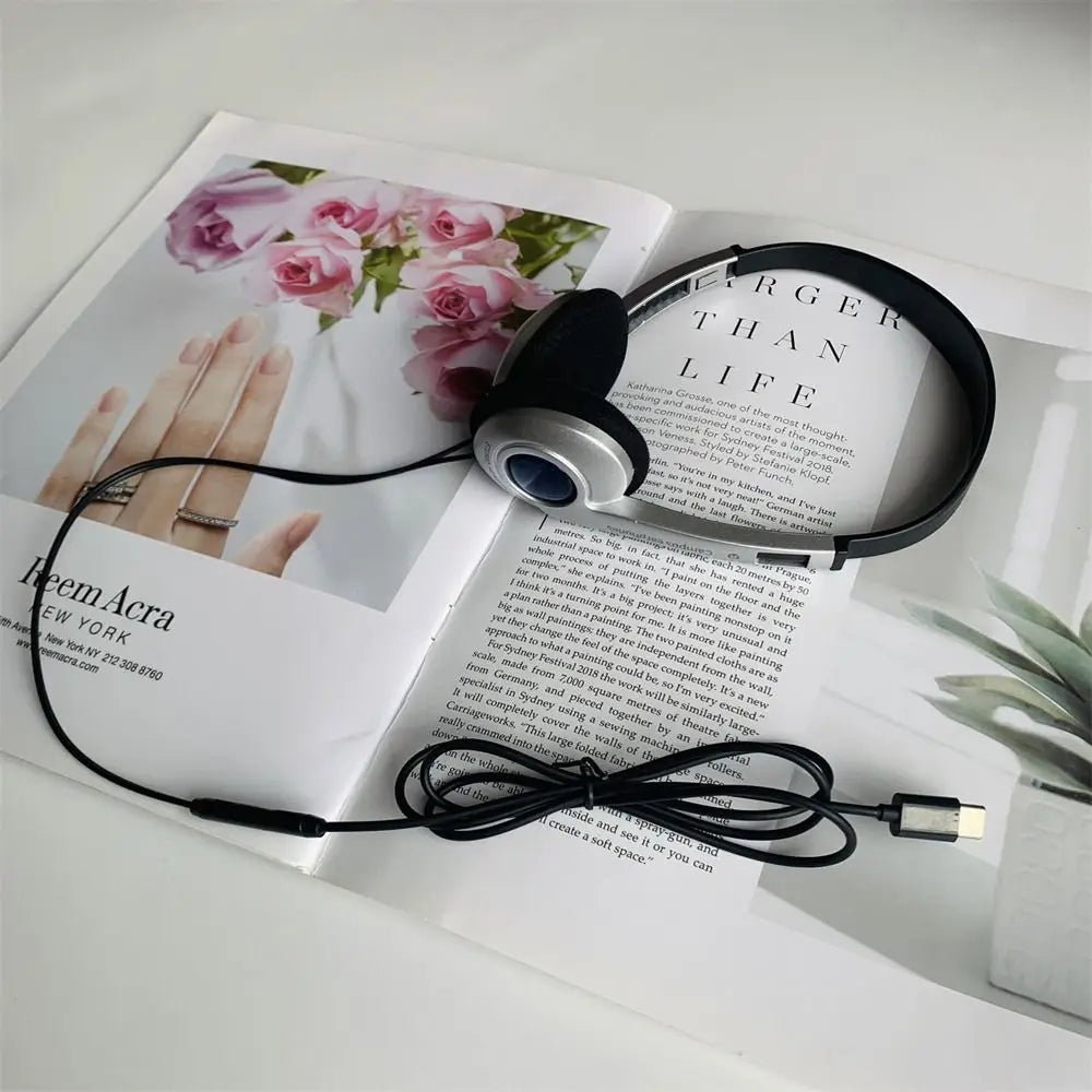 Y2k Personality Retro Headphones Millennium Wind Headset Blue Black Fashion Style Headset Over Ear Earbud 3.5mm Type C Headset