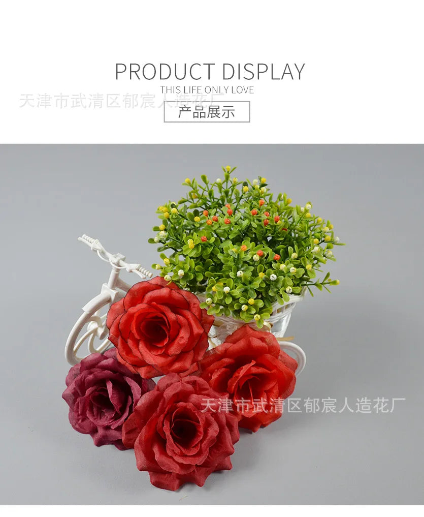 10pcs 10cm Artificial Roses Flower Heads DIY Wedding Home Decoration Party Festival Supplies Fake Flowers