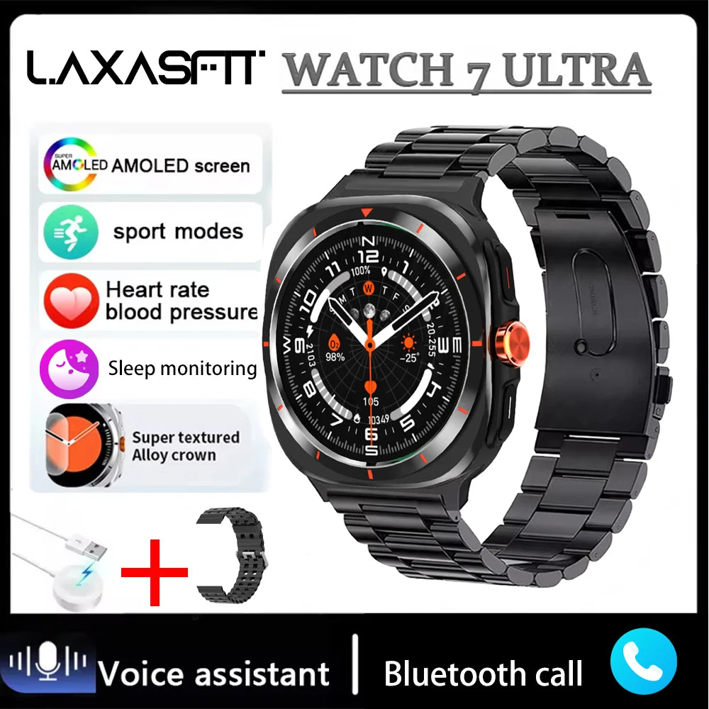 LAXASFIT Watch 7 Ultra Smartwatch Bluetooth Talk HD AMOLED Screen Fitness Tracker Health Monitoring Smartwatch for Android IOS
