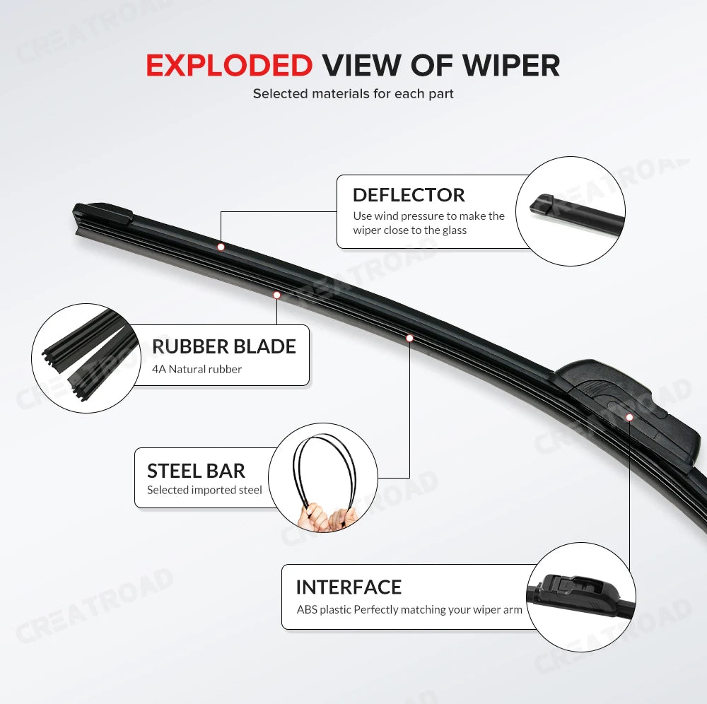 Wiper LHD Front Wiper Blades For BMW 5 Series F07 F10 F11 2011 - 2016 Windshield Windscreen Window Rain Brushes 26"+18"