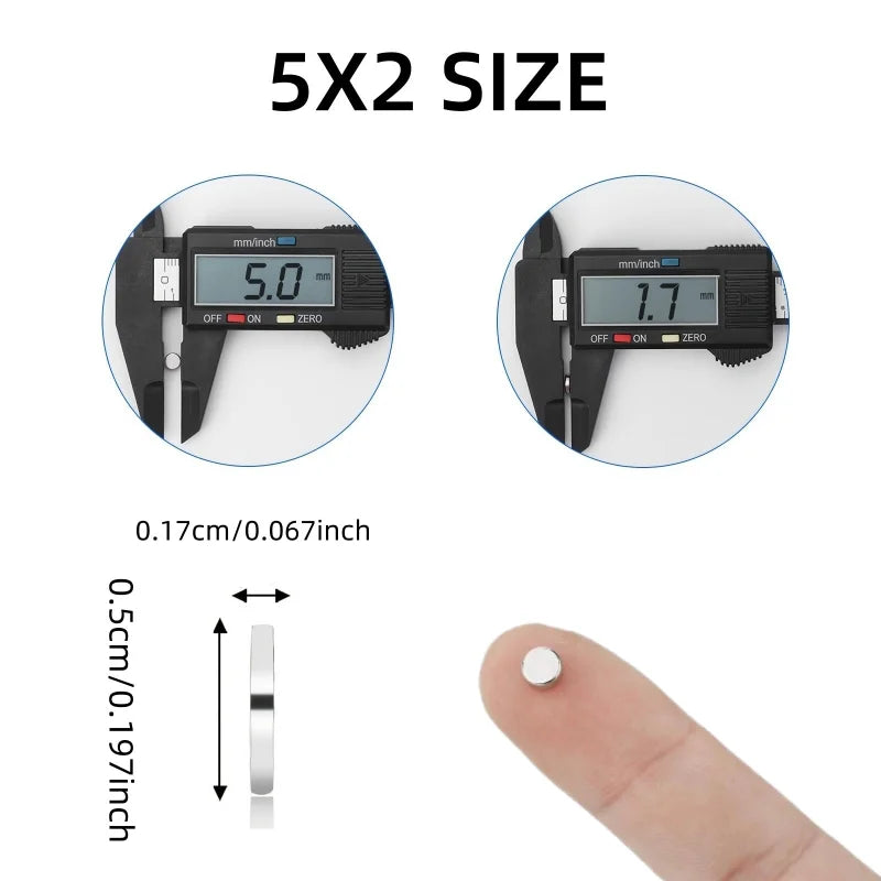 5x1.7mm Refrigerator Magnets Round Durable Neodymium Magnets for Office, Crafts, Kitchen, Miniatures and Scientific Models
